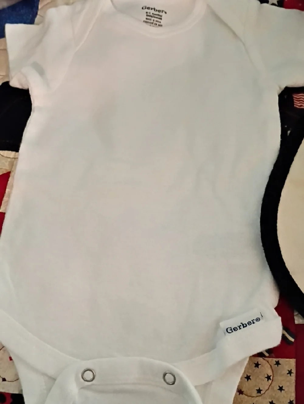 Gerber White Bodysuit with Cream Bib and Black Trim - 